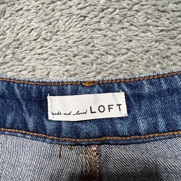 Loft Jeans Womens 32 /14  (35x26) The Straight High Rise Blue Cropped Button Fly - Picture 6 of 13